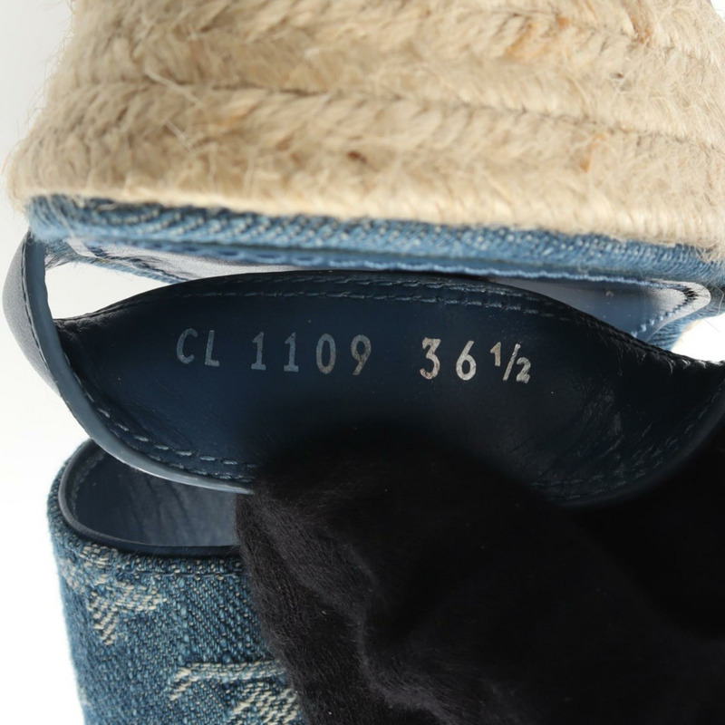 LOUIS VUITTON 星空板線高跟涼鞋 1A7RA8 牛仔布皮革二手 #36.5 LV-6