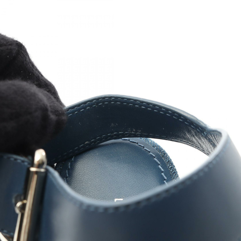 LOUIS VUITTON 星空板線高跟涼鞋 1A7RA8 牛仔布皮革二手 #36.5 LV-7