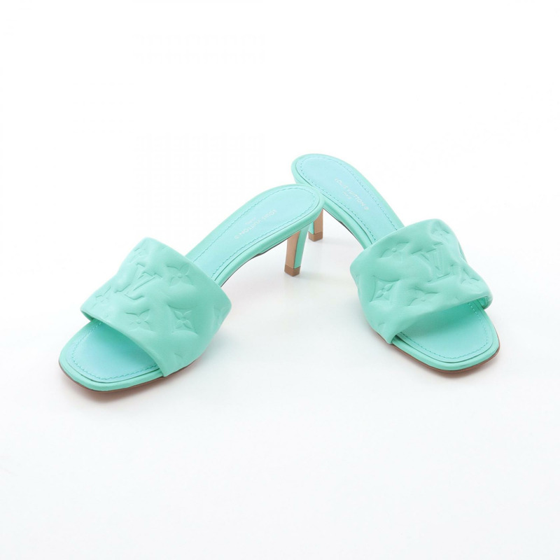 LOUIS VUITTON revival line 涼鞋 Monogram 壓花皮革 綠色 女款 #36-2