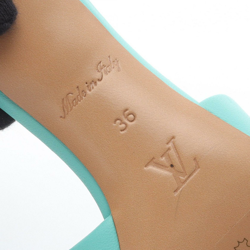 LOUIS VUITTON revival line 涼鞋 Monogram 壓花皮革 綠色 女款 #36-6