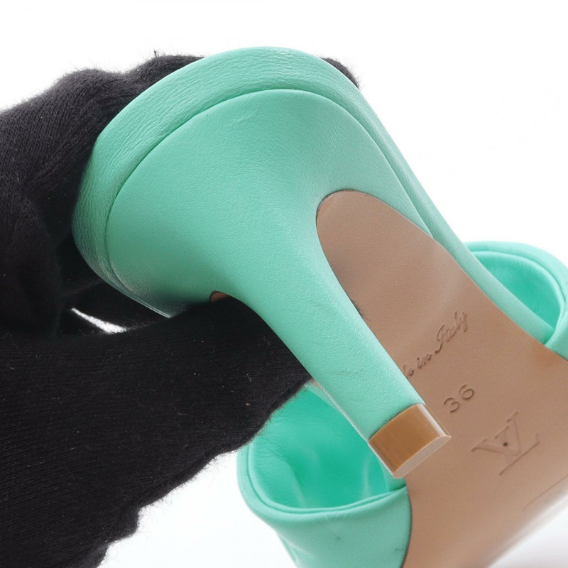 LOUIS VUITTON revival line 涼鞋 Monogram 壓花皮革 綠色 女款 #36-7