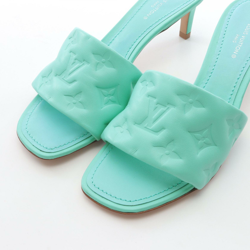 LOUIS VUITTON revival line 涼鞋 Monogram 壓花皮革 綠色 女款 #36-9