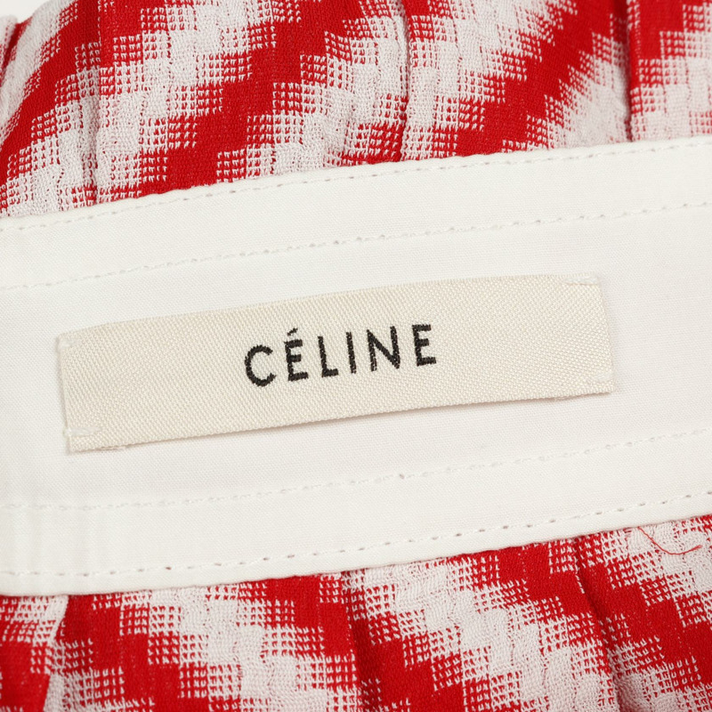 CELINE 褶皺褲黏膠纖維白紅尺寸 40 二手女款 Phoebe Philo Era-2