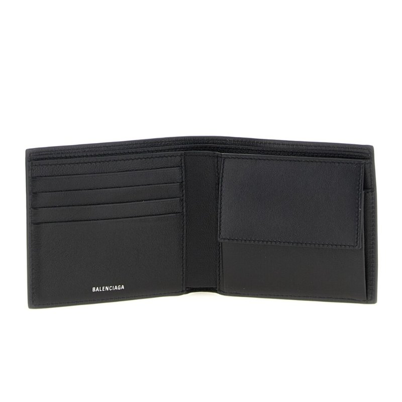 【Balenciaga 巴黎世家】Quadrato Credit 皮革 零錢包 卡夾 皮夾 短夾 黑色 8119102ABV01000-1