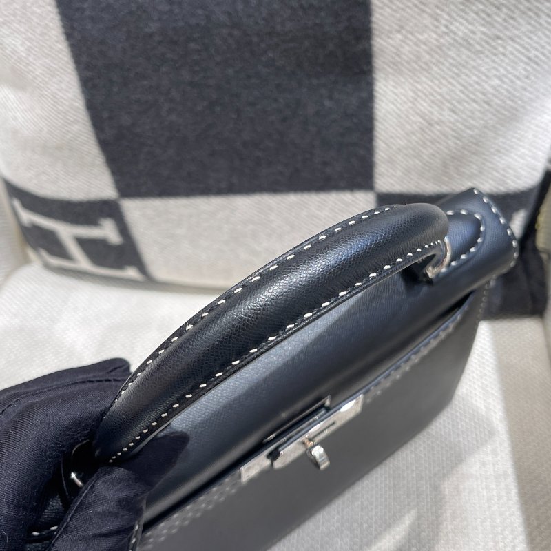 【稀有天菜】HERMES 28CM KELLY  MISS YOU 白車線 黑銀-1