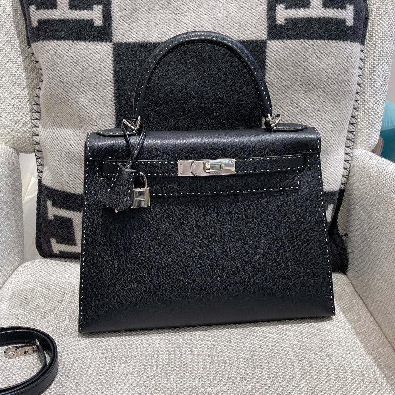 【稀有天菜】HERMES 28CM KELLY  MISS YOU 白車線 黑銀-2