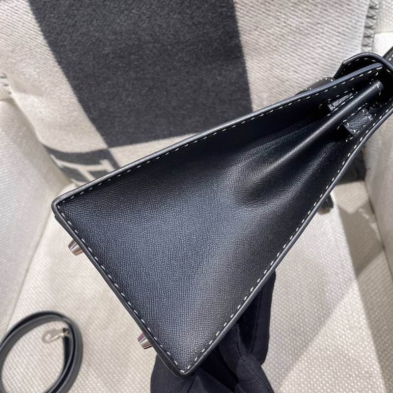 【稀有天菜】HERMES 28CM KELLY  MISS YOU 白車線 黑銀-6