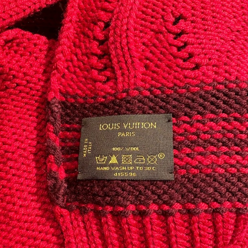 LV 紅色羊毛被編織水鑽圍巾-5