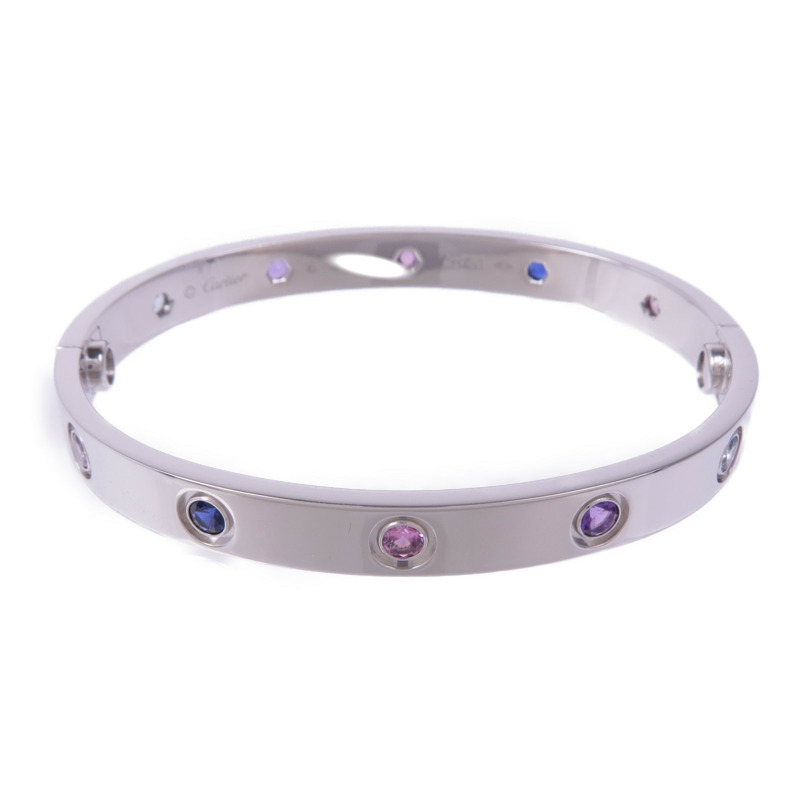 CARTIER 18K白金Love Bracelet Multi Gemstones多色寶石手鐲Cartier#16-0