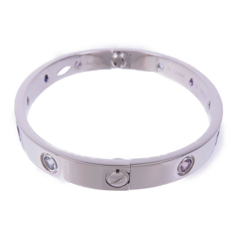 CARTIER 18K白金Love Bracelet Multi Gemstones多色寶石手鐲Cartier#16-1