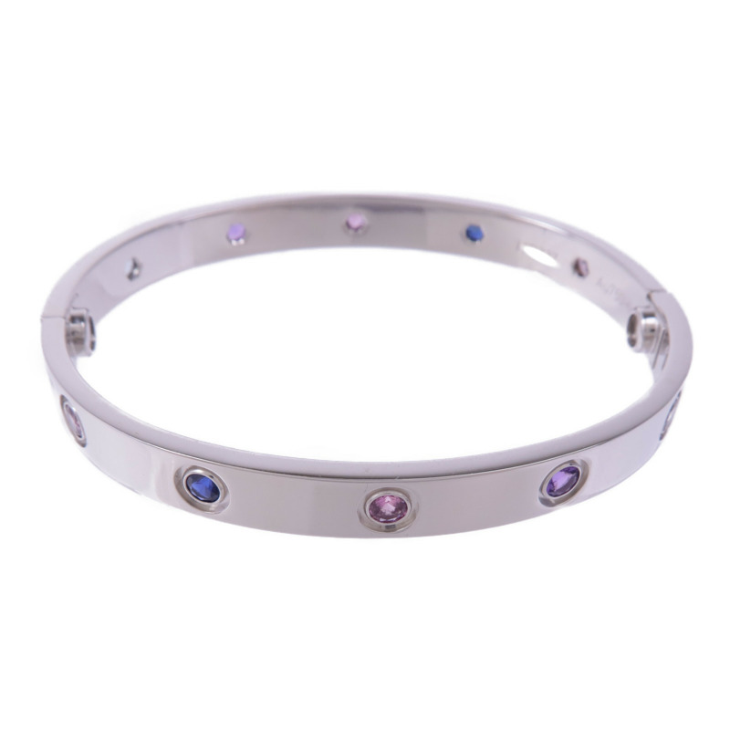 CARTIER 18K白金Love Bracelet Multi Gemstones多色寶石手鐲Cartier#16-2