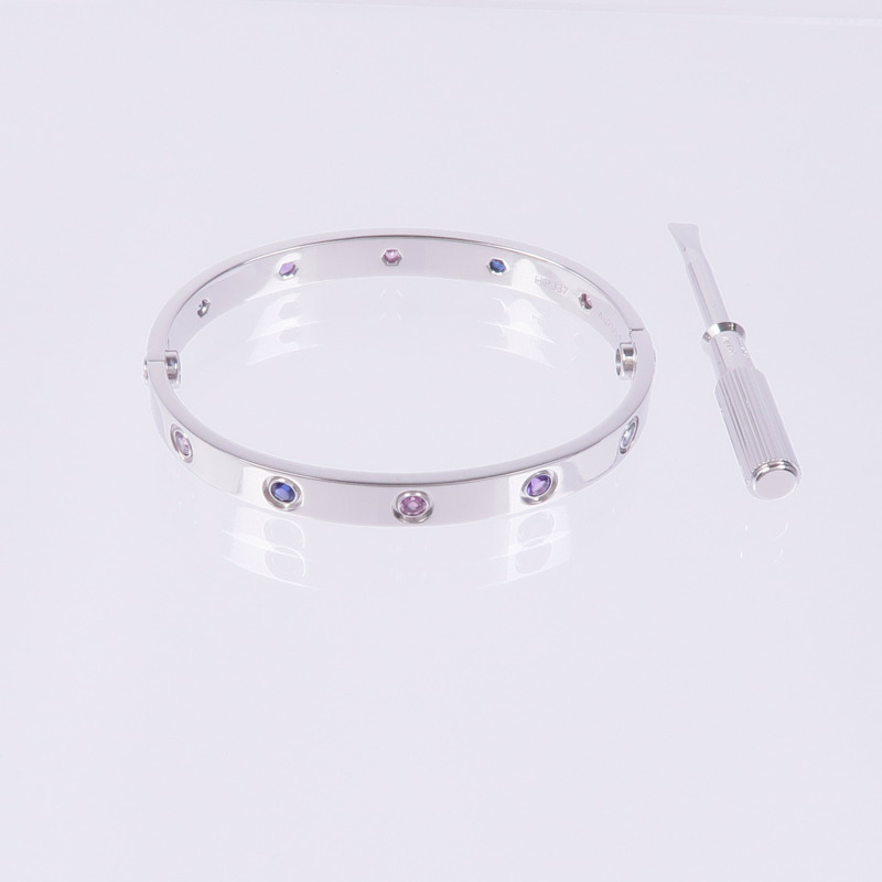 CARTIER 18K白金Love Bracelet Multi Gemstones多色寶石手鐲Cartier#16-5