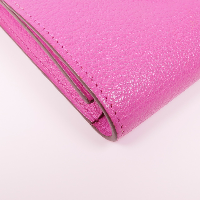 HERMES Chevre皮革Nevelle Petite Marco銀扣錢包-8