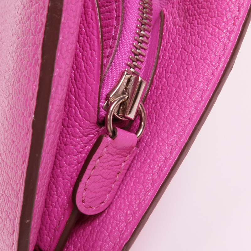 HERMES Chevre皮革Nevelle Petite Marco銀扣錢包-12