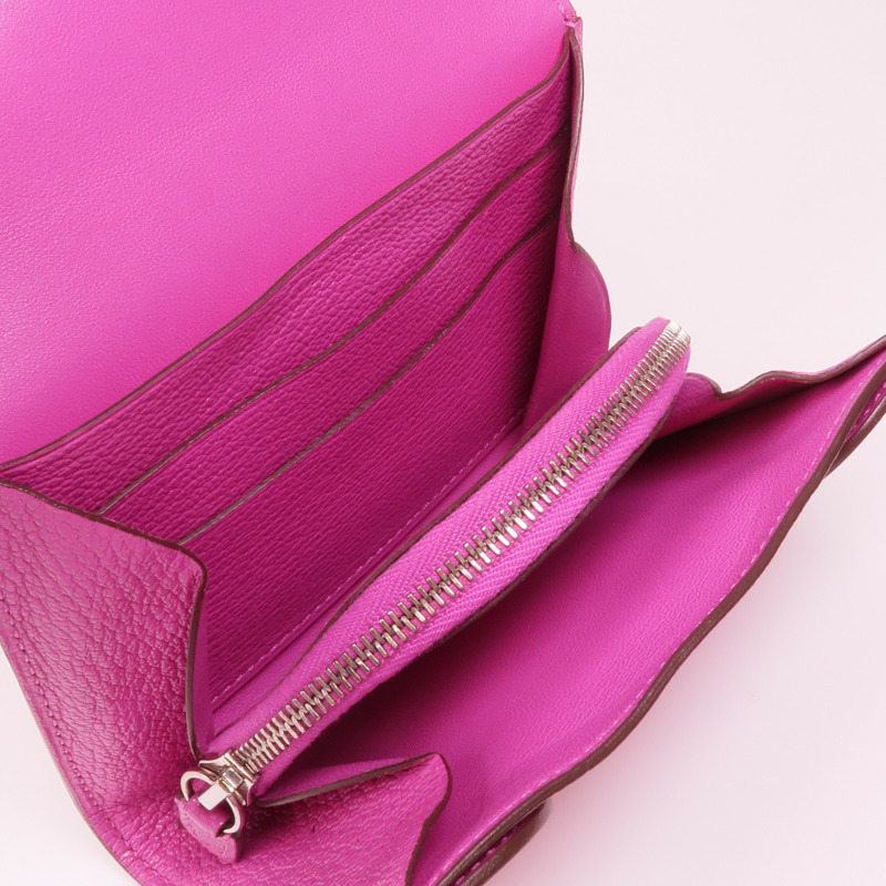 HERMES Chevre皮革Nevelle Petite Marco銀扣錢包-13