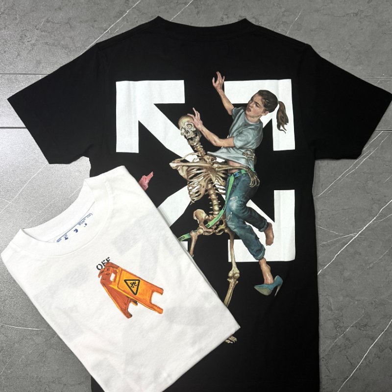 🛍️ 最後一波優惠・開搶倒數中！【OFF-WHITE】骷髏女孩印花 T恤 黑-1
