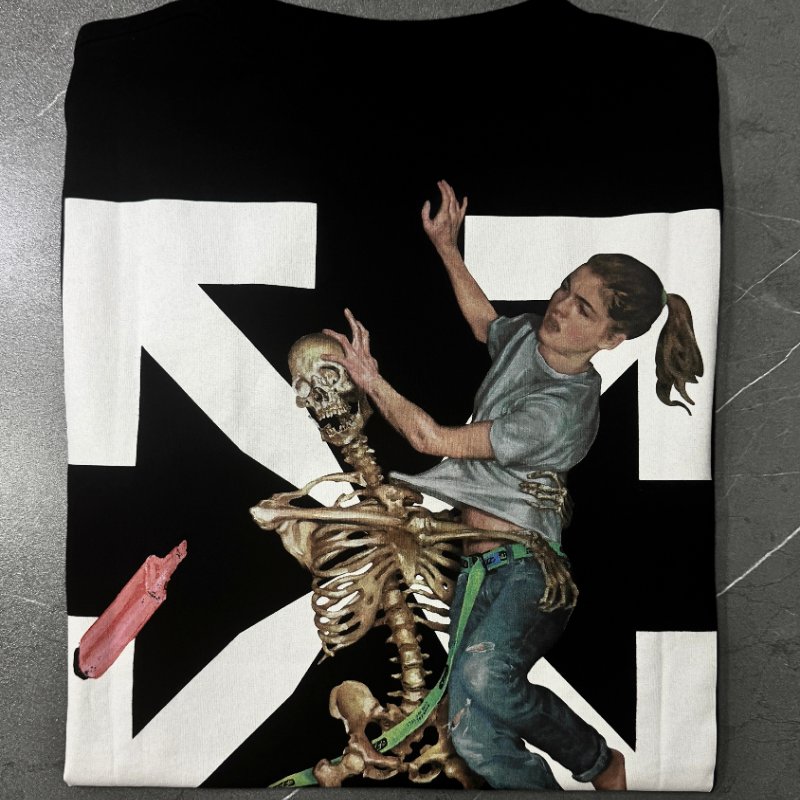 🛍️ 最後一波優惠・開搶倒數中！【OFF-WHITE】骷髏女孩印花 T恤 黑-2