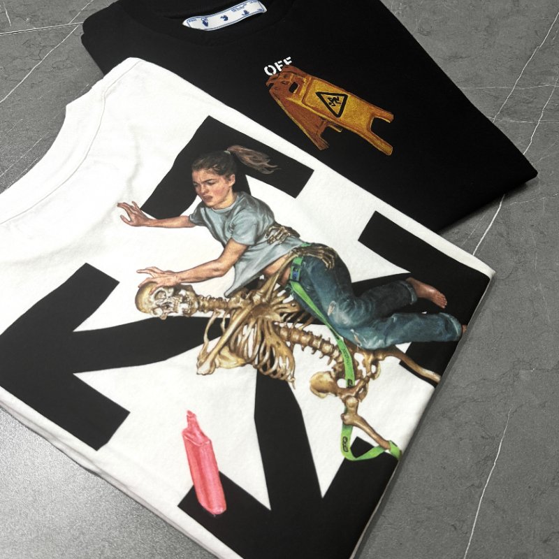 🛍️ 最後一波優惠・開搶倒數中！【OFF-WHITE】骷髏女孩印花 T恤 黑-5