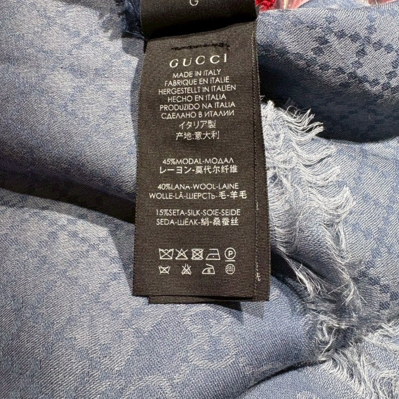 Gucci 藍色GG 印花 寬圍巾-6