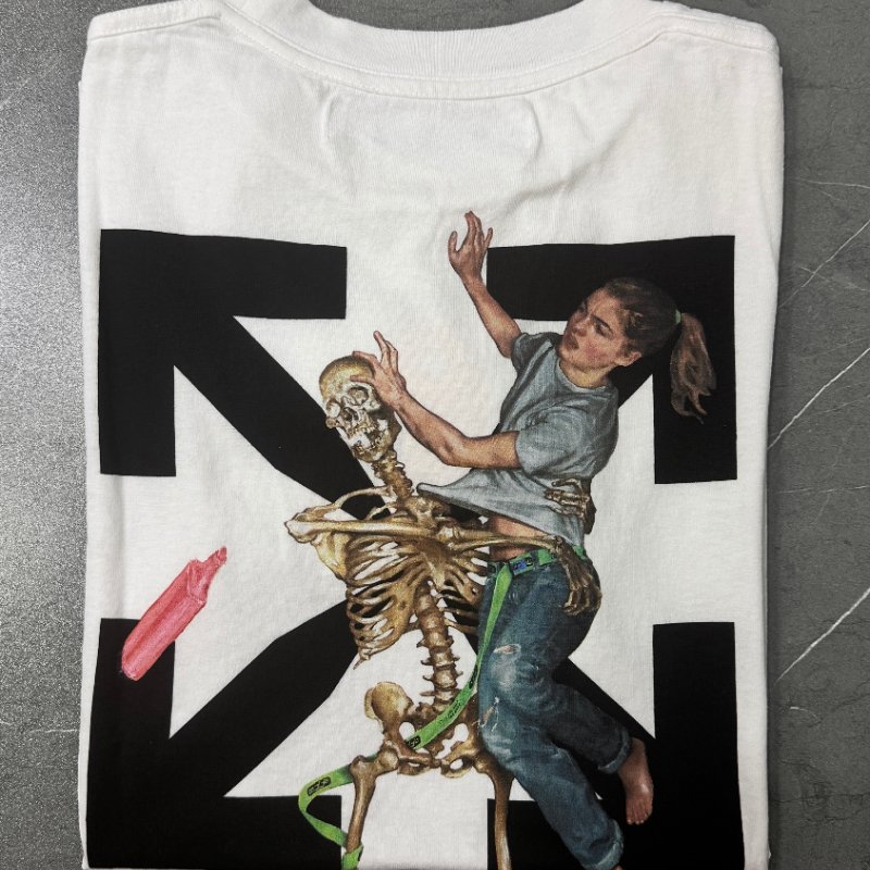 🛍️ 最後一波優惠・開搶倒數中！【OFF-WHITE】骷髏女孩印花 T恤 白-1