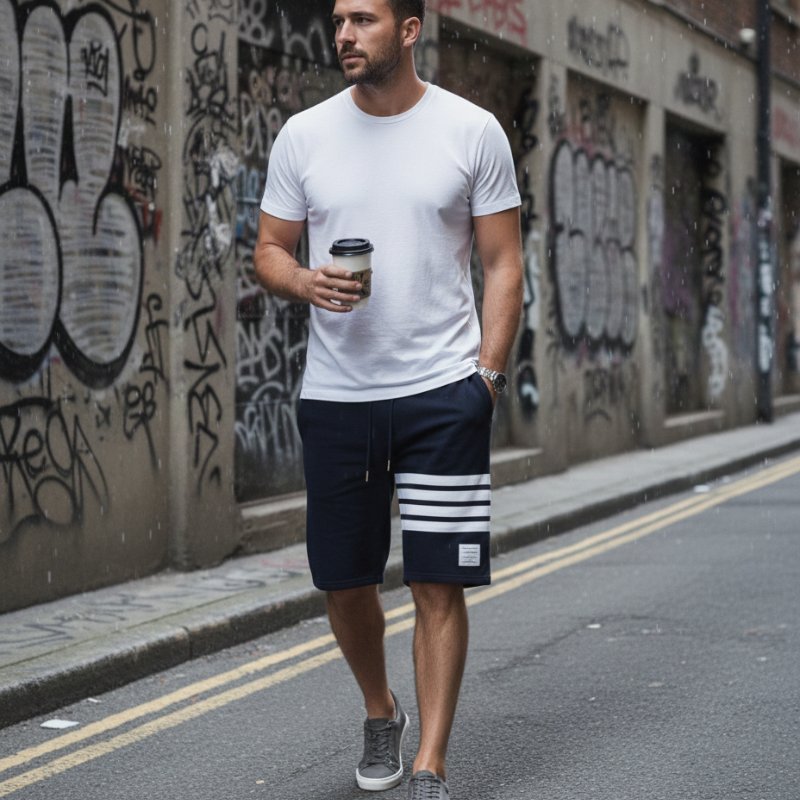 🔥 雙11全面開搶・全館折扣限時開啟！【THOM BROWNE-TB】 經典四條紋短褲 深藍(下單前須先私訊)-0