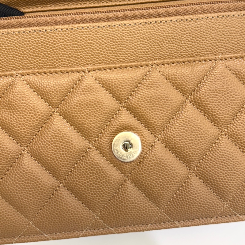 🥨香奈兒Chanel深奶茶色荔枝牛皮淡金釦woc鏈包 AP0250-12