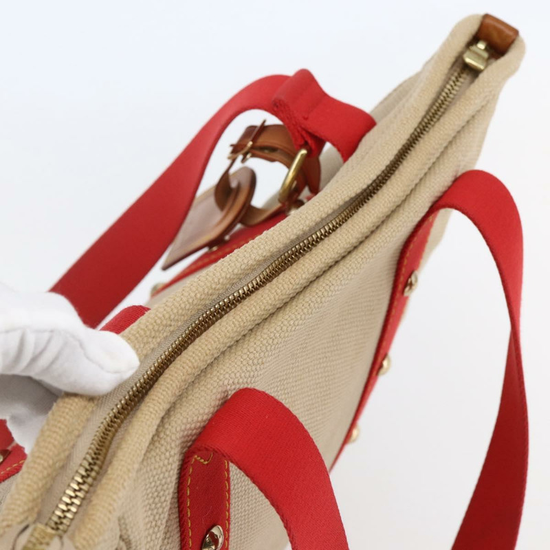 【日本直送】路易威登 Antigua Cabas MM 手提包 帆布 米色 紅色 M40035 LV Auth bs29841-5