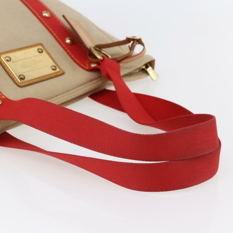 【日本直送】路易威登 Antigua Cabas MM 手提包 帆布 米色 紅色 M40035 LV Auth bs29841-6