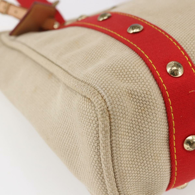 【日本直送】路易威登 Antigua Cabas MM 手提包 帆布 米色 紅色 M40035 LV Auth bs29841-13