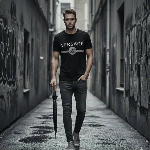 🔥 雙11全面開搶・全館折扣限時開啟！【VERSACE-凡賽斯】經典梅杜莎印花棉質T恤 黑