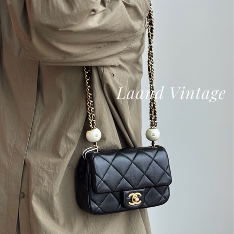 VIC限量💭🖤香奈兒小方胖CHANEL 24S 黑金湯圓珍珠方胖子AS4868（芯片）