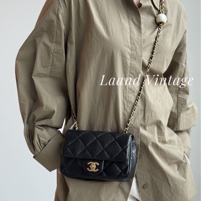 VIC限量💭🖤香奈兒小方胖CHANEL 24S 黑金湯圓珍珠方胖子AS4868（芯片）-4