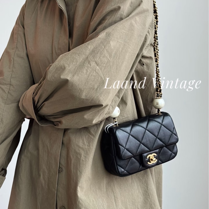 VIC限量💭🖤香奈兒小方胖CHANEL 24S 黑金湯圓珍珠方胖子AS4868（芯片）-5
