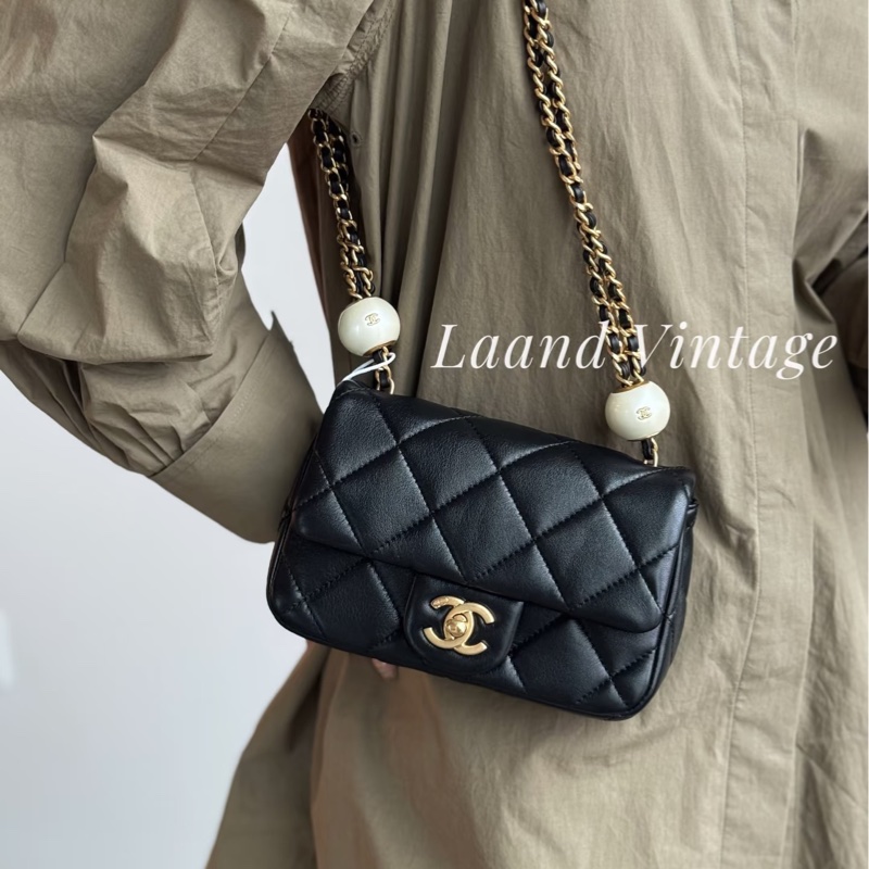 VIC限量💭🖤香奈兒小方胖CHANEL 24S 黑金湯圓珍珠方胖子AS4868（芯片）-6