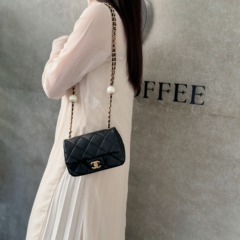 VIC限量💭🖤香奈兒小方胖CHANEL 24S 黑金湯圓珍珠方胖子AS4868（芯片）-7