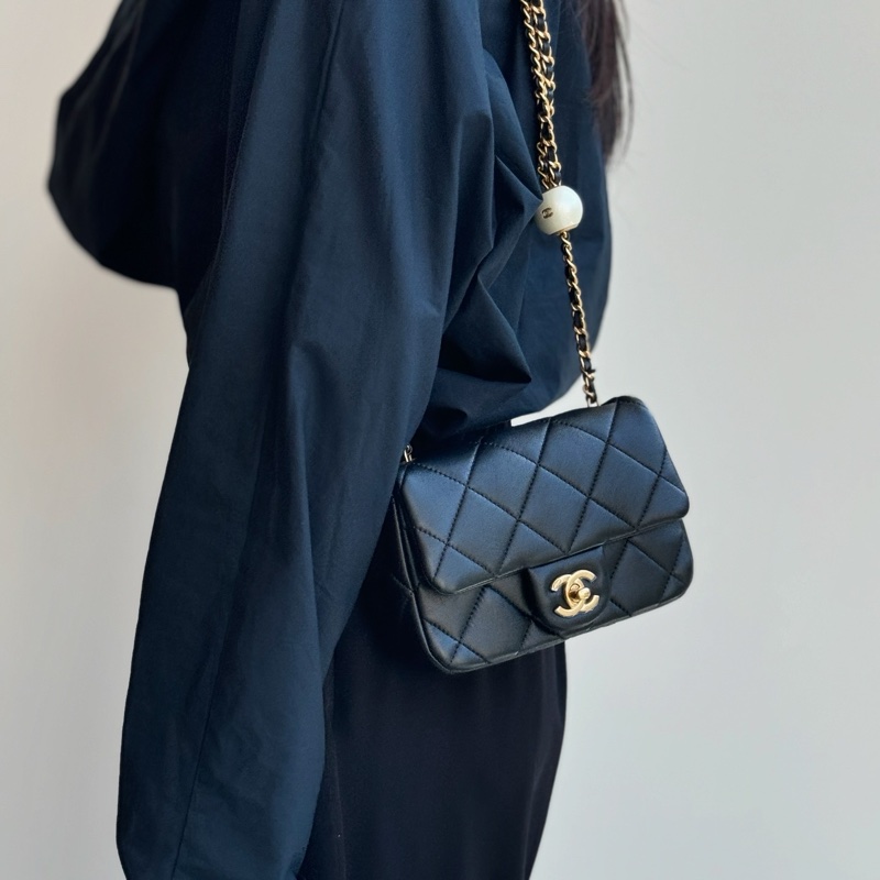 VIC限量💭🖤香奈兒小方胖CHANEL 24S 黑金湯圓珍珠方胖子AS4868（芯片）-8