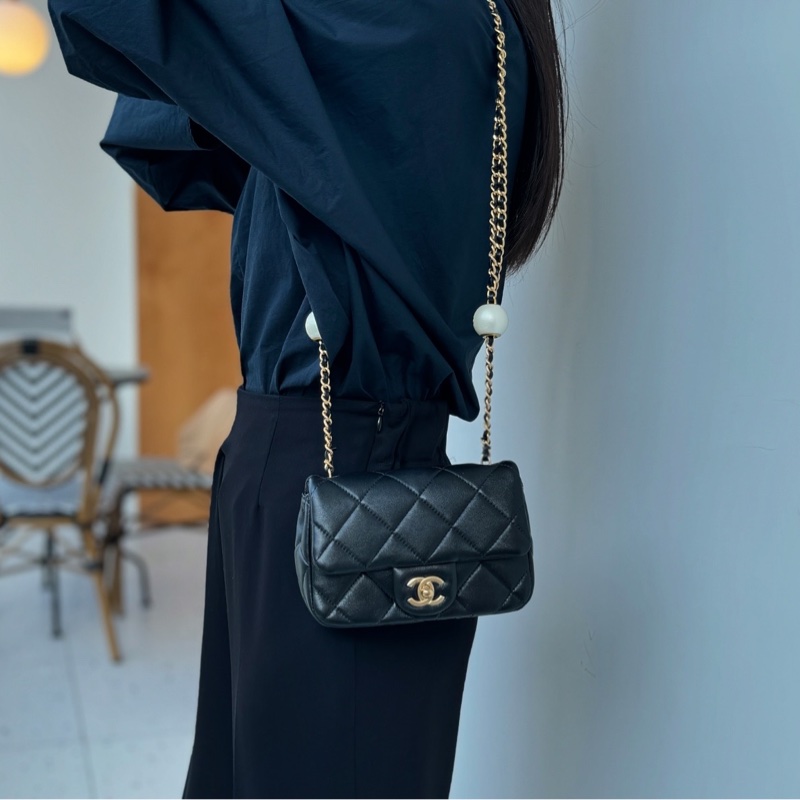 VIC限量💭🖤香奈兒小方胖CHANEL 24S 黑金湯圓珍珠方胖子AS4868（芯片）-9