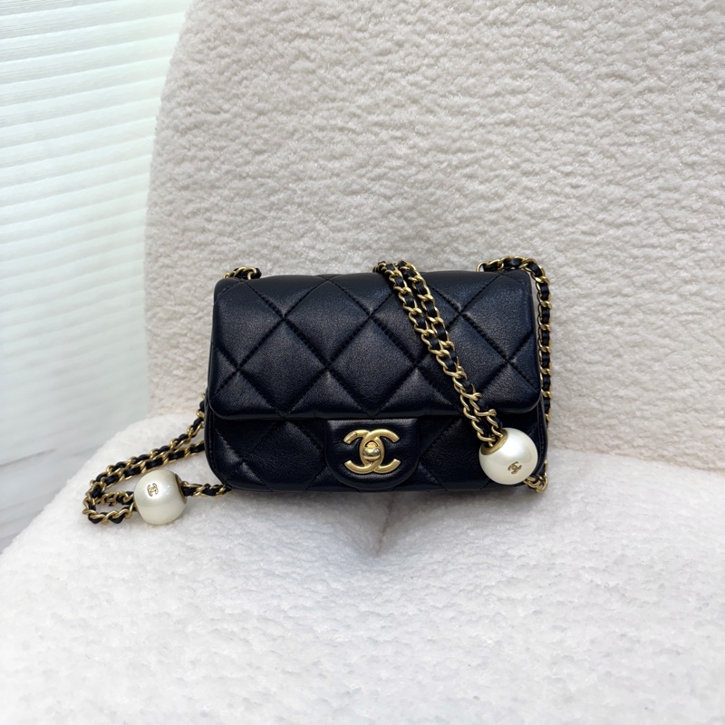 VIC限量💭🖤香奈兒小方胖CHANEL 24S 黑金湯圓珍珠方胖子AS4868（芯片）-10