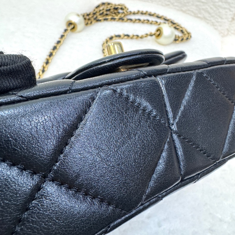 VIC限量💭🖤香奈兒小方胖CHANEL 24S 黑金湯圓珍珠方胖子AS4868（芯片）-18