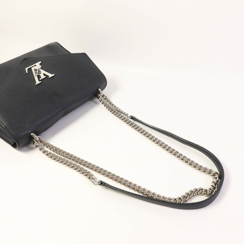 LOUIS VUITTON 牛皮皮革Mylockme銀扣鏈帶肩背袋-5