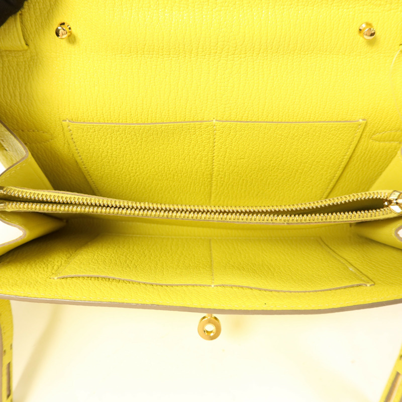 HERMES Chevre皮革Kelly To Go金扣肩背袋Lime-4