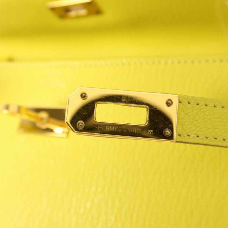 HERMES Chevre皮革Kelly To Go金扣肩背袋Lime-10