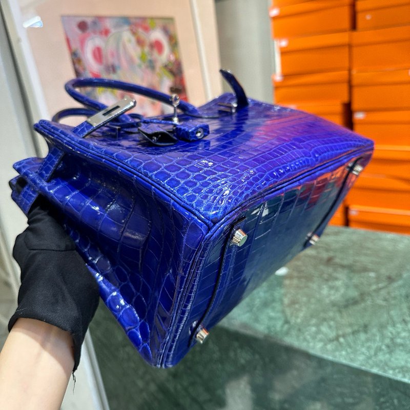 【精選天菜】HERMES 電光藍 30CM BIRKIN 鱷魚皮  點點鱷-2