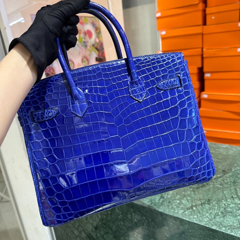 【精選天菜】HERMES 電光藍 30CM BIRKIN 鱷魚皮  點點鱷-4
