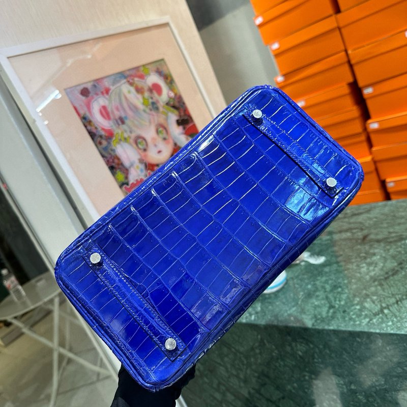 【精選天菜】HERMES 電光藍 30CM BIRKIN 鱷魚皮  點點鱷-5