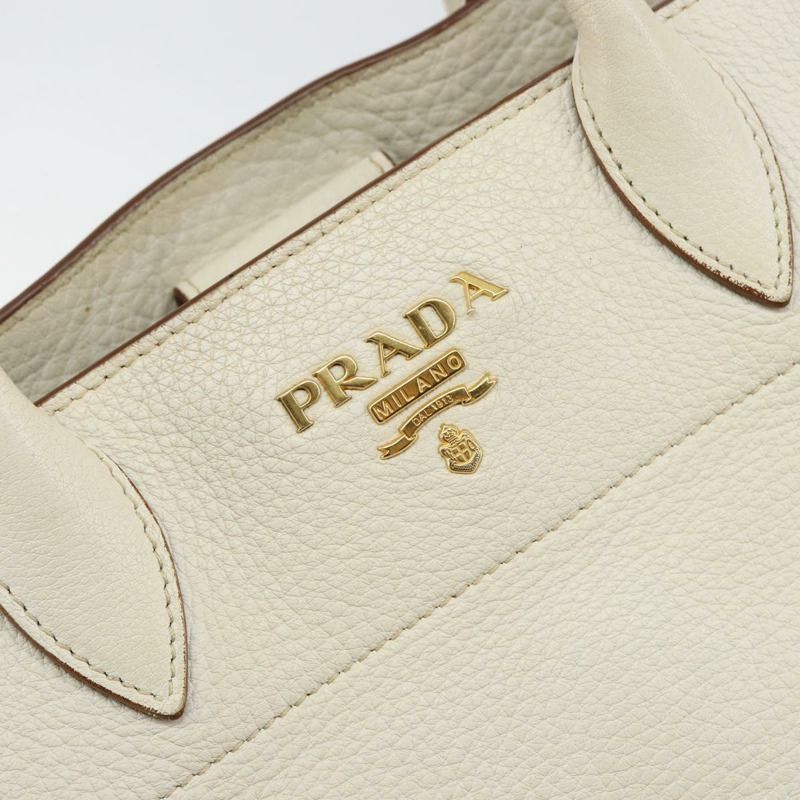 【日本直送】PRADA 白色金色皮革手提包 正品 fm4895-17