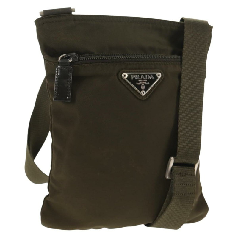 【日本直送】PRADA 尼龍卡其色銀色手拿包/單肩包 Auth am9274V-0
