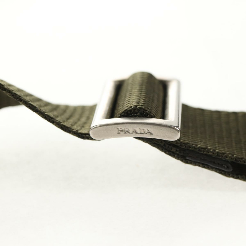【日本直送】PRADA 尼龍卡其色銀色手拿包/單肩包 Auth am9274V-7