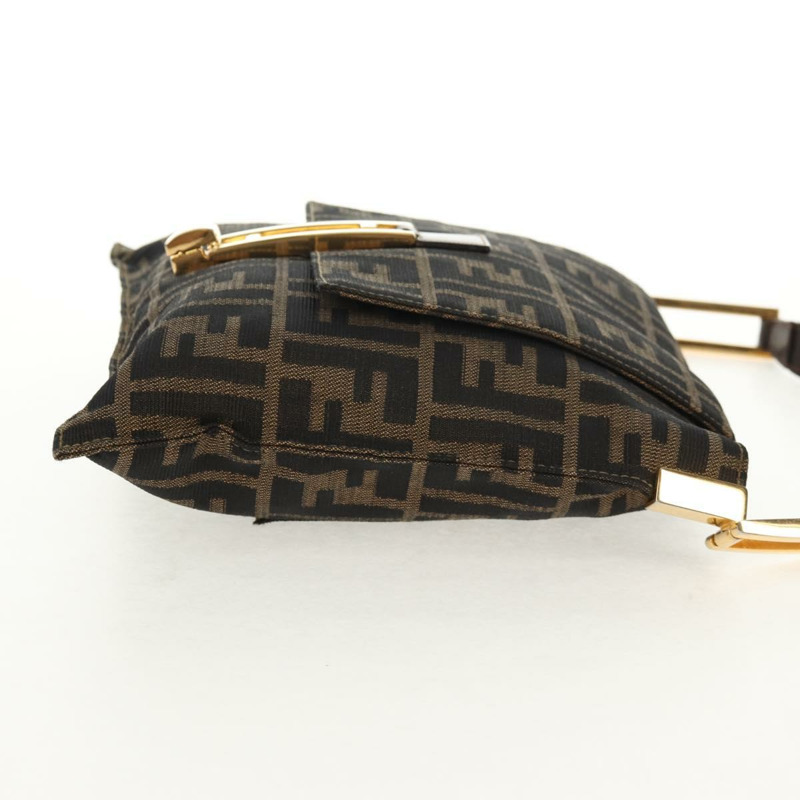 【日本直送】FENDI Zucca帆布Mamma Baguette單肩包 黑色 棕色 金色 正品 145885V-3
