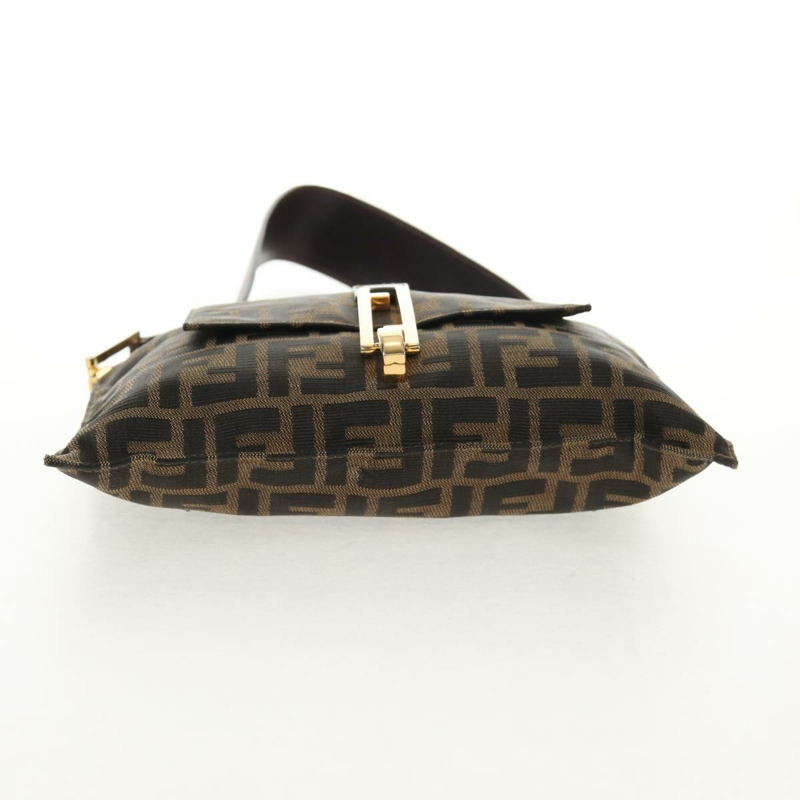 【日本直送】FENDI Zucca帆布Mamma Baguette單肩包 黑色 棕色 金色 正品 145885V-4